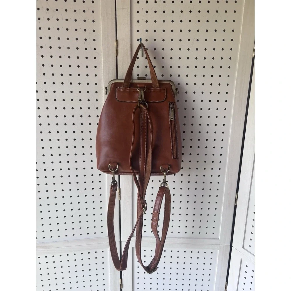 ECOSUSI Brown Backpack Crossbody Convertible Purse Bag Satchel Handbag - Picture 5 of 8